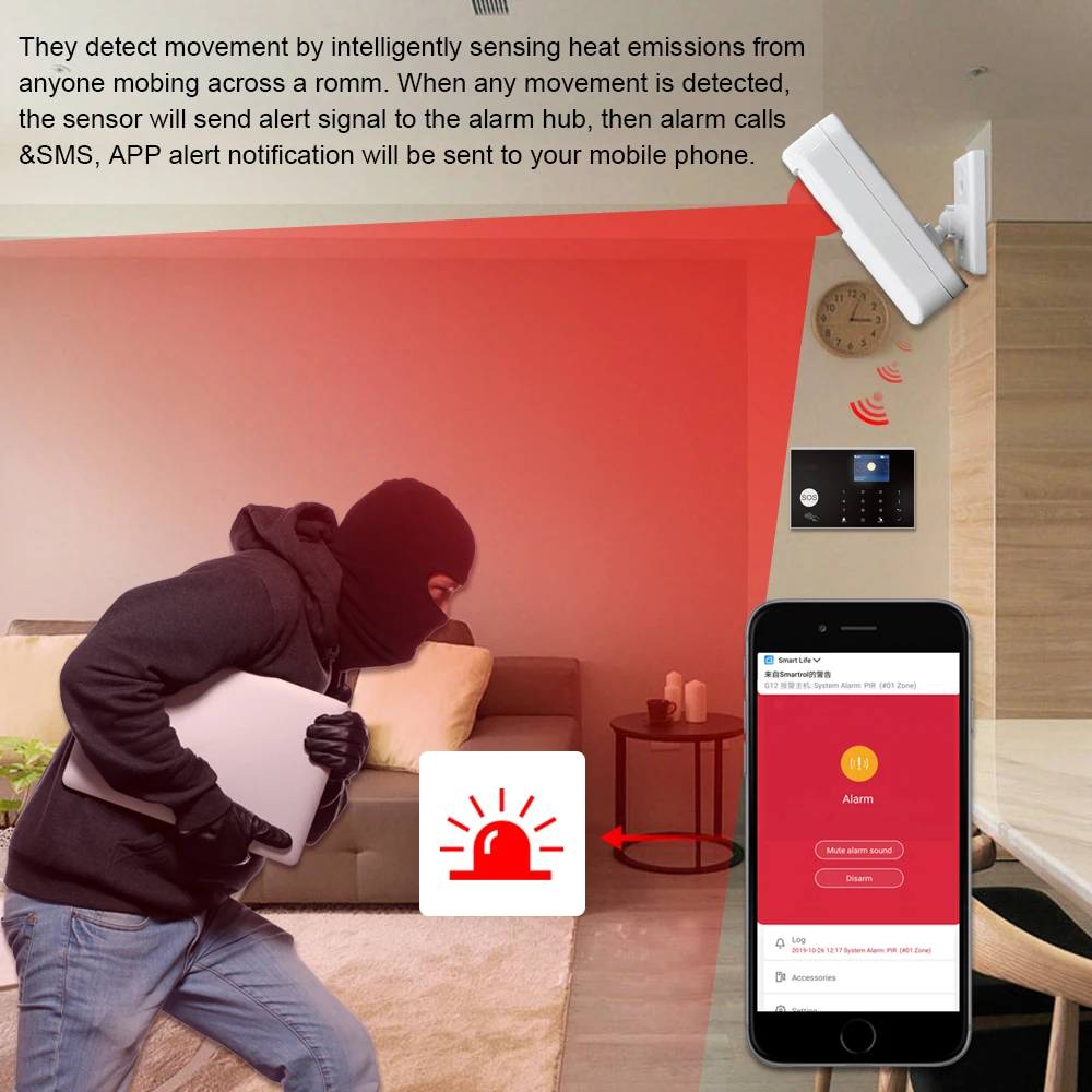 ZONAN P10 433 МГц беспроводной инфракрасный детектор для защиты от домашних животных