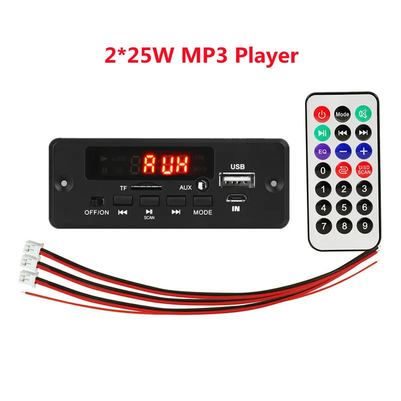 2*25 Вт усилитель bluetooth модуль 12 в 50 автомобильный FM-радио поддержка TF USB AUX динамик |