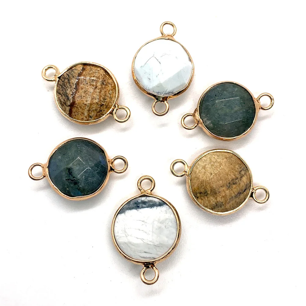 

1pcs Natural Stone Pendant Jewelry Turquoise Two Hole Pendant DIY Charm Making Bracelet Necklace Earrings Accessories Jewelry