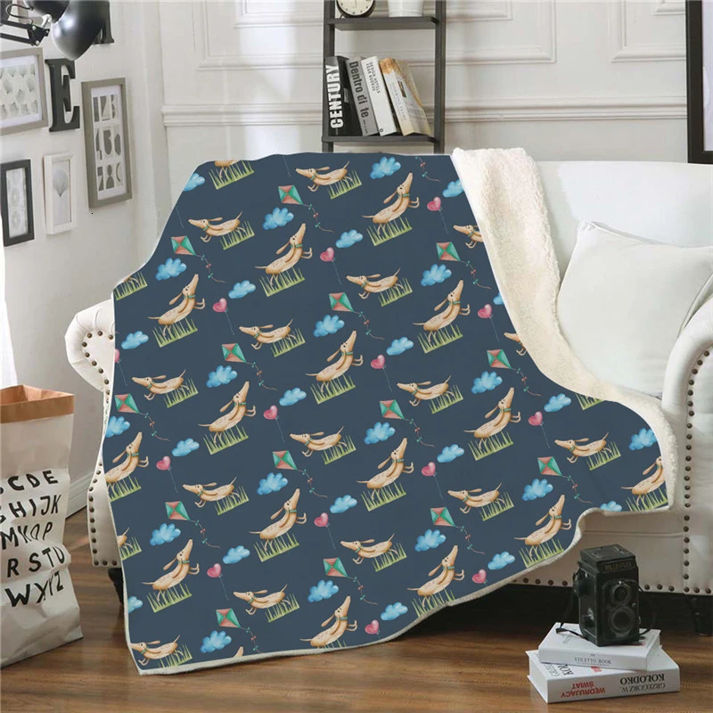 Model 22 Dachshund узор бытовой пледы одеяло зимний теплый утолщенный флисовый плед для взрослых детей мягкое покрывало одеяло - Цвет: Model 22