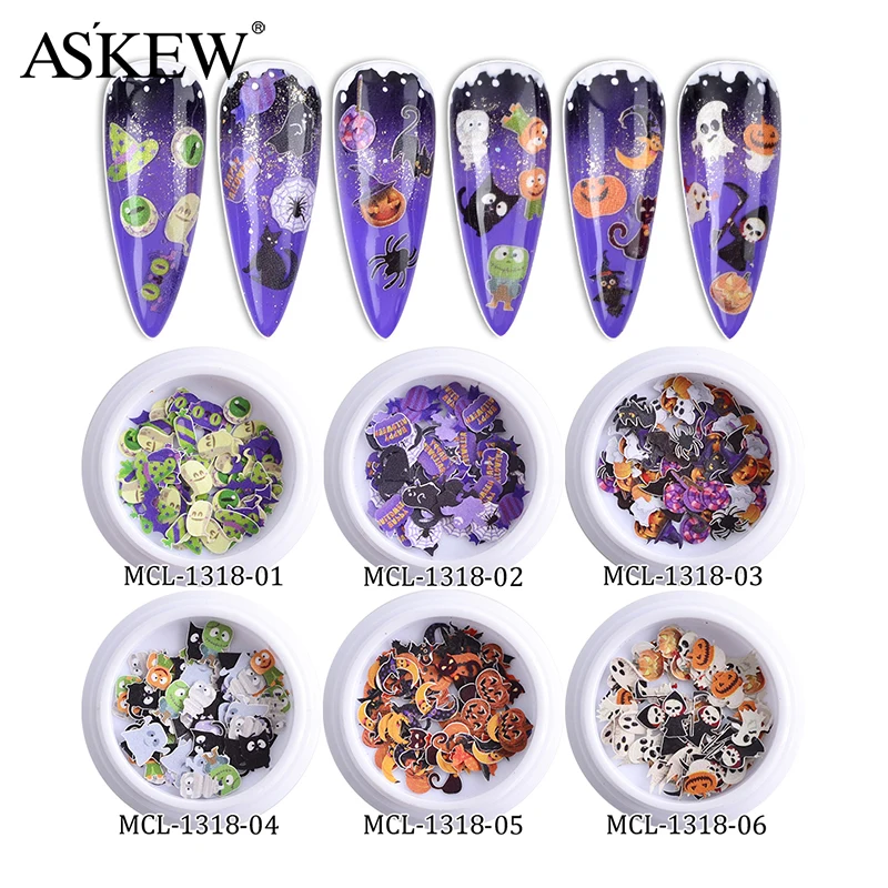 6 стилей/Набор Хэллоуин Блестки для нейл Арта (искусство украшения ногтей)