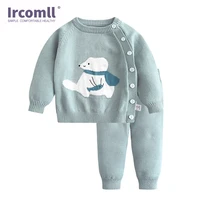 ircomll new toddler gir boy clothes sets soft cotton knitting sweater girl clothes top pants infant baby clothing
