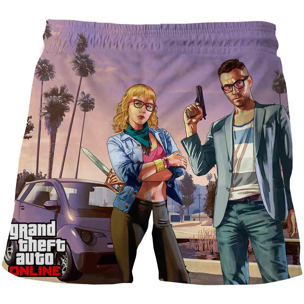 

New Fashion hot Summer Swim Beach Board Casual Shorts For Kids 3D GTA 5 game hip hop Shorts Cartoon Comfortable Boys Shorts Tops