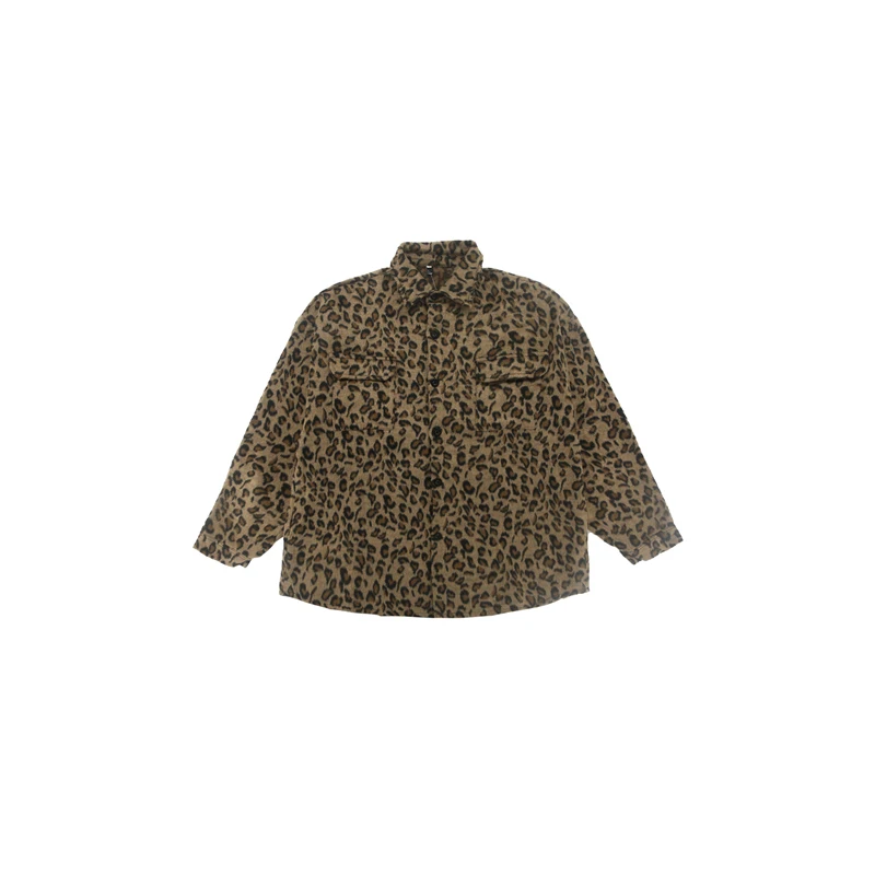 

Autumn And Winter Retro Men Leopard Print Casual Jacket Korean Fashion Loose Harajuku Street Clothing Fried Street Cotton Jacket