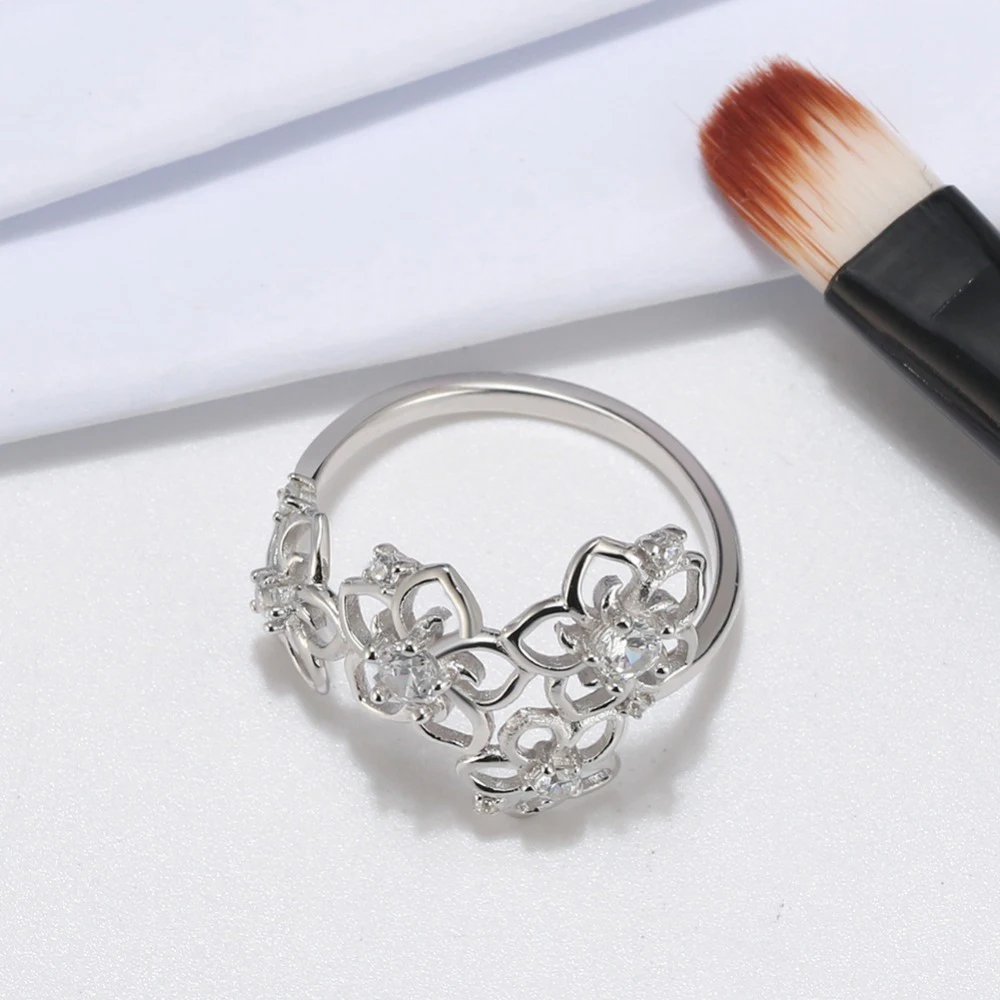 Effie queen 925 пробы серебряные ожерелья кольца Ювелирные наборы для женщин AAA цветок с Цирконом Форма вечерние Ювелирные наборы TSS24