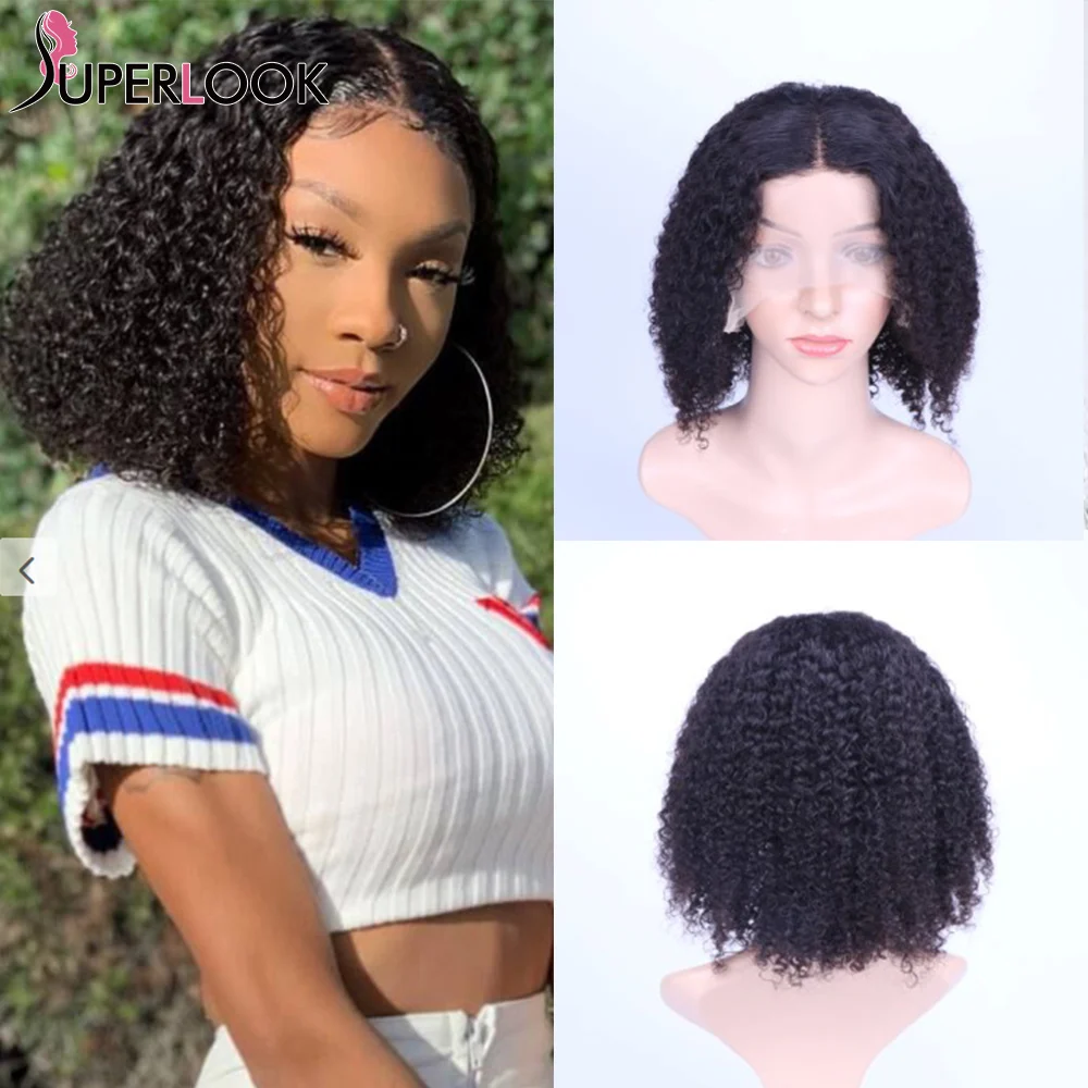 

T Part 13x5x2 Lace Front Pre Plucked Short Curly Bob Wig Transparent Superlook Brazilian Remy Human Hair Wigs Afro Curl