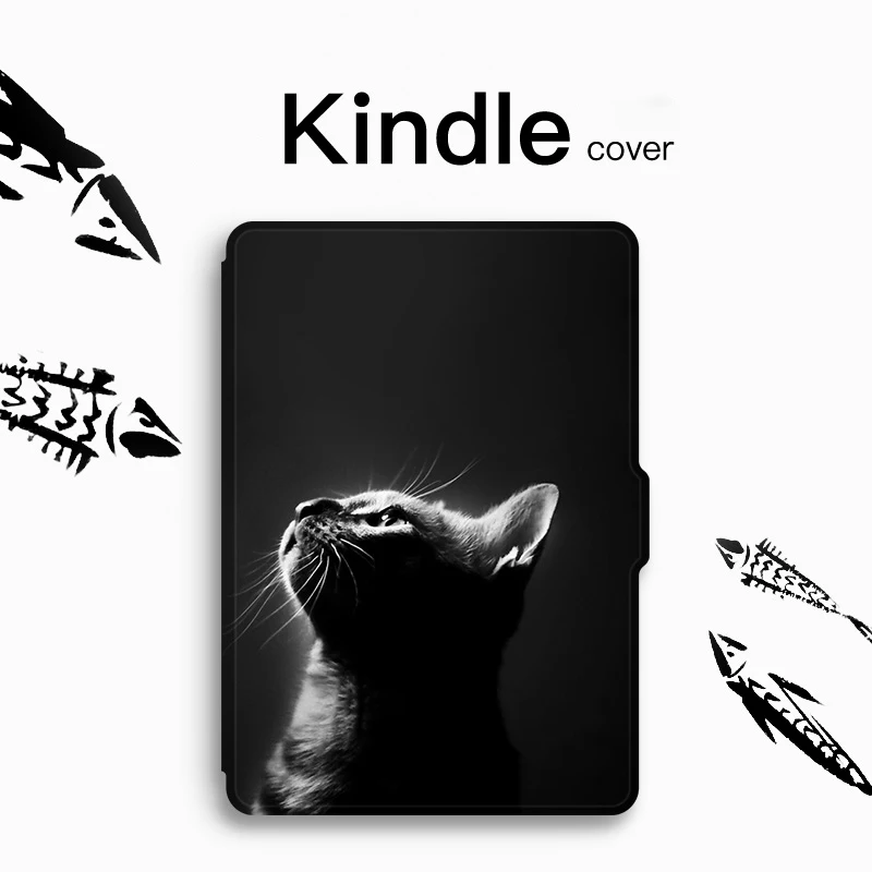 Из искусственной кожи на магнитной застежке чехол для Kindle Paperwhite 1/2/3 читалка(7th Gen2012/2013// выпуска) Авто Режим сна/Пробуждение - Цвет: Mooncat