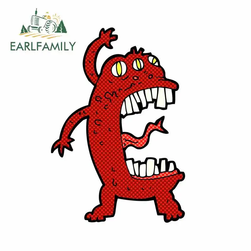 

EARLFAMILY 13cm x 11cm Cartoon Crazy Monster Vinyl Car Stickers Rear Windshield Decal Surfboard for JDM SUV RV Decoration