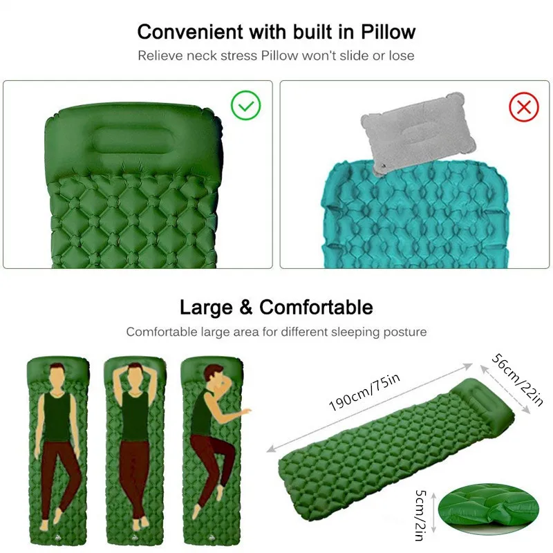 

Pillow Inflatable Light Filling Bag Sleeping Rescue Pad Mattress Portable Super Fast Cushion with Air Pad Life Air Mattress Slee