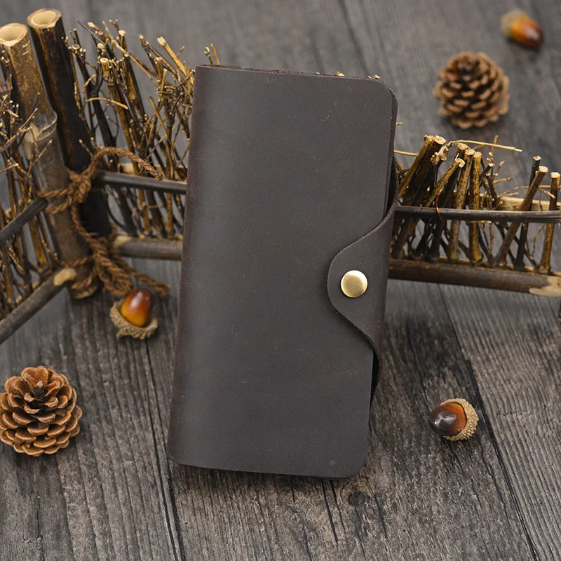 Винтажный Длинный кошелек двойного сложения для мужчин и женщин длинный