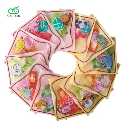 

Маленькие Мини мешочки мультфильм сумка с молнией и принтом милые матовые полупрозрачные мешки упаковки печенья 20C 100x 13X14CM