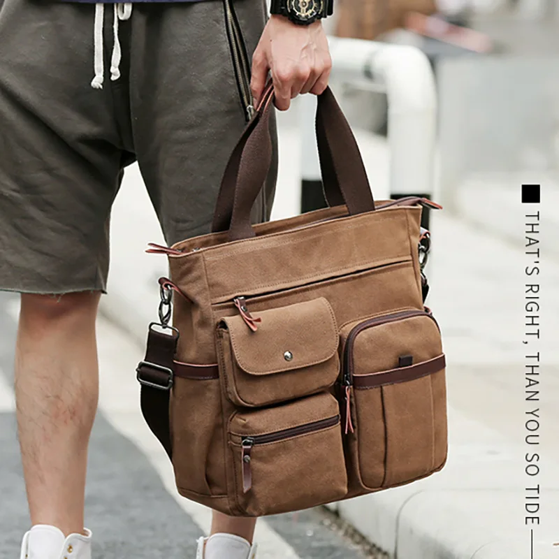 Men's Canvas Shoulder Bag Messenger Computer Casual |