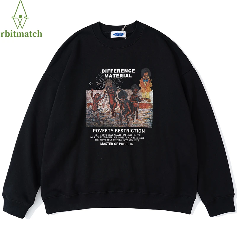 

Original Hip Hop 2021 Men Streetwear Sweatshirt Oversize Anime Kid Playing Letter Pullover Harajuku Cotton Casual Sweat Pullover