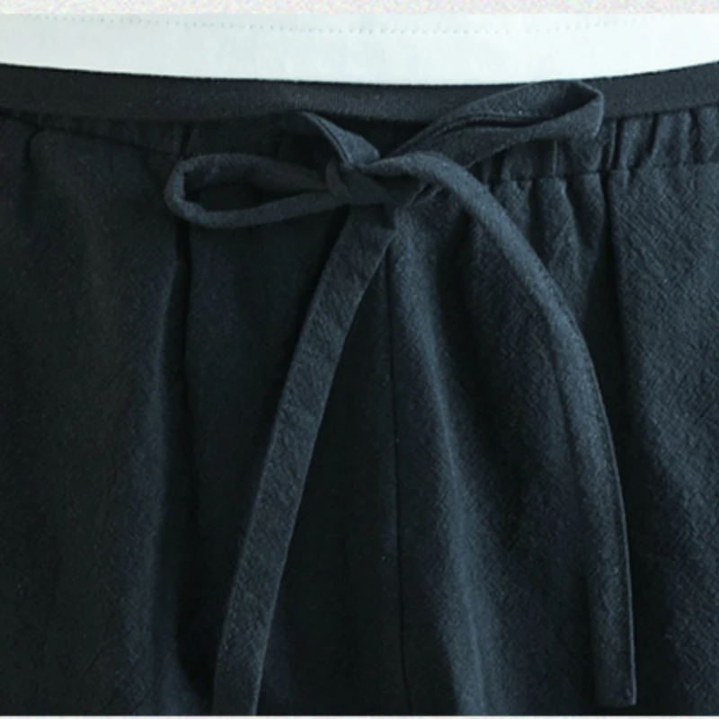 Мужские шаровары с заниженным шаговым швом летние мешковатые брюки из чистого