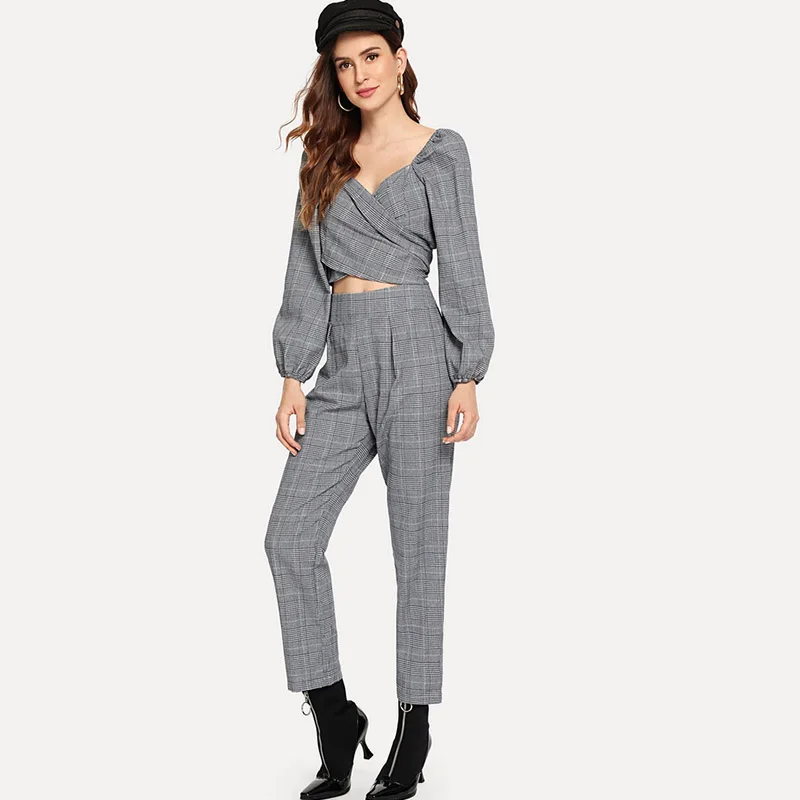 Повседневный костюм 2019 летний тренд тонкий Простой и элегантный женский