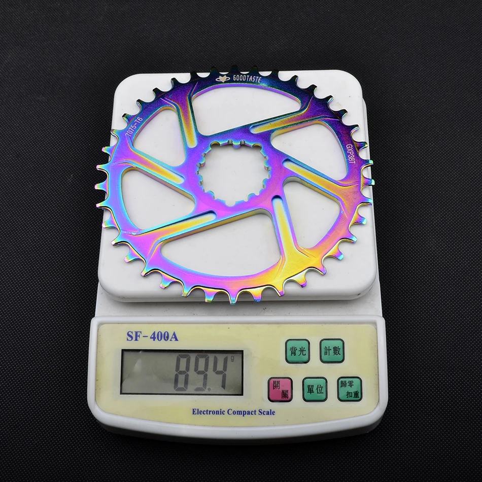 3 degrees 38T free deliv Fahrrad Kettenblatt rainbow 32 34 36 38t Engen Breite Fahrrad Kettenblatt Fur GXP XX1 XO CNC AL7075 KurbelFahrrad - Цвет: 3 degrees 38T