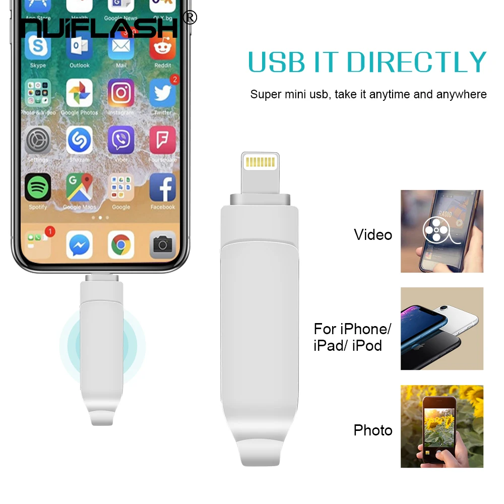 

Usb-флеш-накопитель 2 в 1 для iPhone 6/6s/6plus/7/7plus/8/X