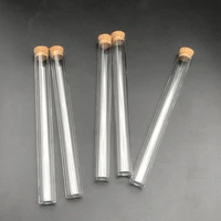 20pcspack lab 15x150mm transparent flat bottom glass test tubes with cork wooden stoppers for laboratory container
