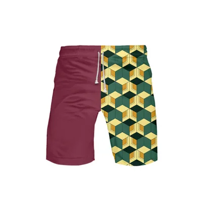 

Anime Demon Slayer Cosplay Costume Summer Short Pants Kimetsu no Yaiba Kamado Tanjirou Printing Beach Shorts Big Size