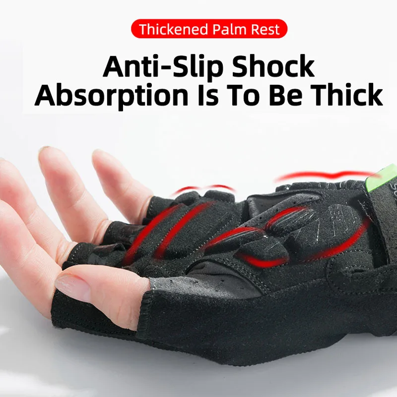 ROCKBROS Велоспортные Велосипедные Перчатки Половина Короткий палец Противоударные