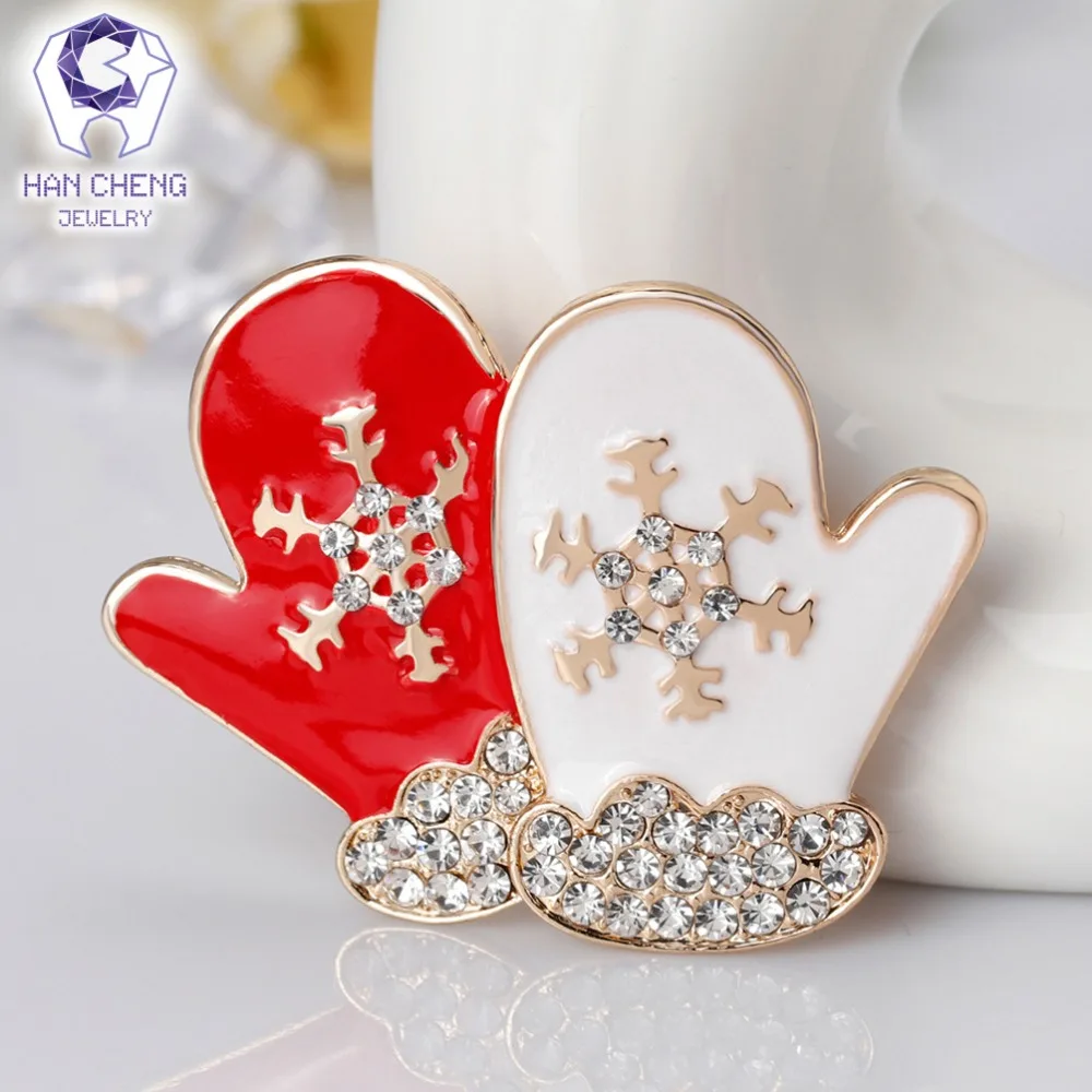 Han Cheng Модные новогодние перчатки глазурь золотые стразы драгоценный камень