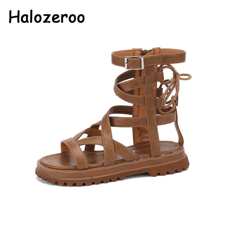 

Summer Kids High Gladiator Sandals Children Black Brand Shoes Baby Girls Beach Sandals Princess Sandals Soft Dress Shoes 2020