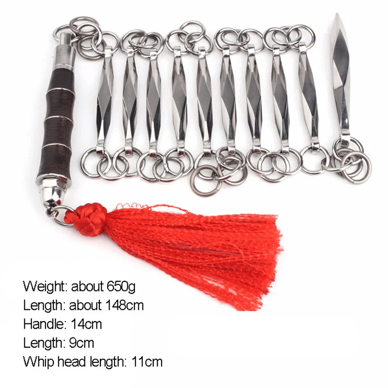 

Kung Fu Nine-section Whip Leather Put 304 Stainless Steel Eight-sided Nine-section Whip Martial Arts Training Self-defense Whip