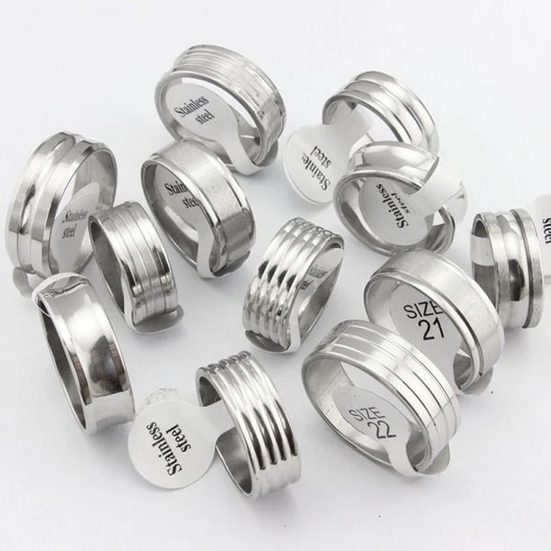 36 шт Серебряный микс мужские модные кольца из нержавеющей стали оптовая продажа