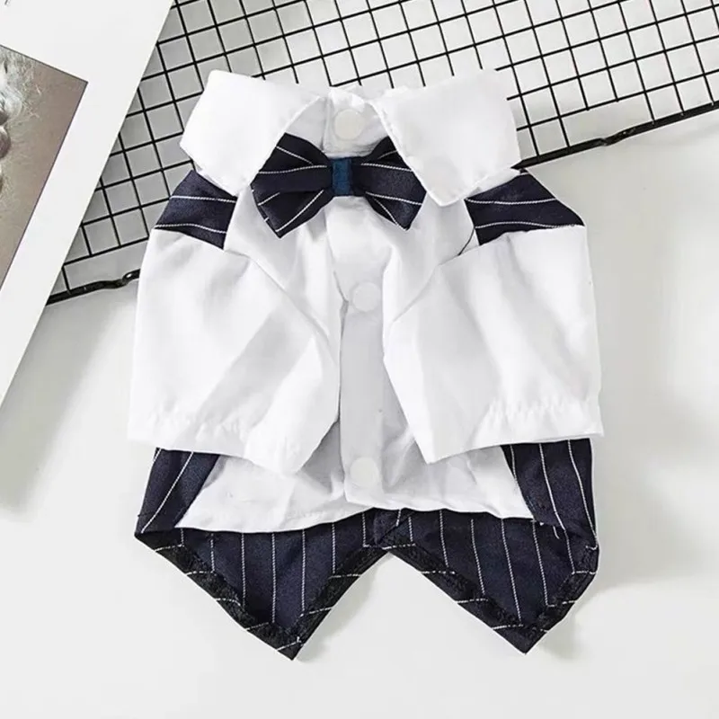 Dog Gentleman Wedding Suit Clothes Formal Shirt Pet Outfit Halloween Christmas Costume For Small Dogs Bowtie Tuxedo images - 6