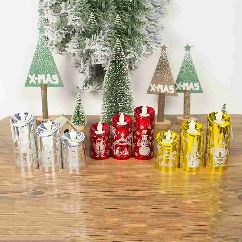 1 компл. 3 шт. Рождественский подсвечник светодиодный светильник имитация свеча