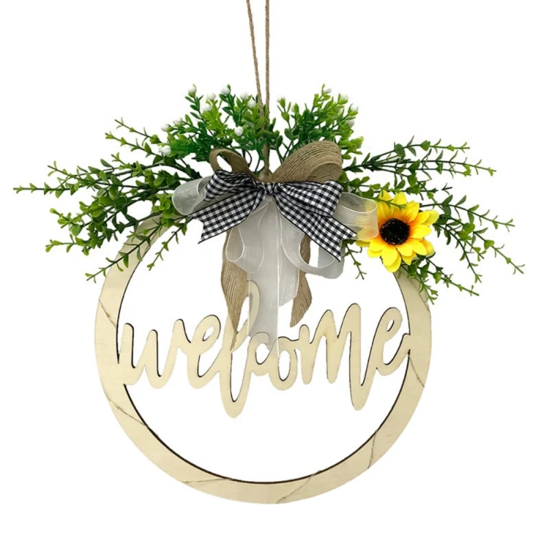 

Wall Hanging Garland Wooden Easter Decoration Ornament Home Decorative Door Pendants With Light Hollow Welcome Wreaths G