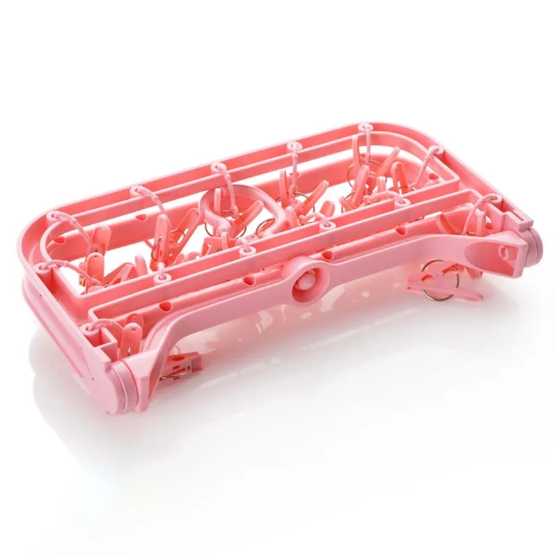 

NEW Foldable Socks Hanger Clip and Drip Hanger Collapsible Portable Plastic Laundry Underwear Hanger with 26 Clothespins