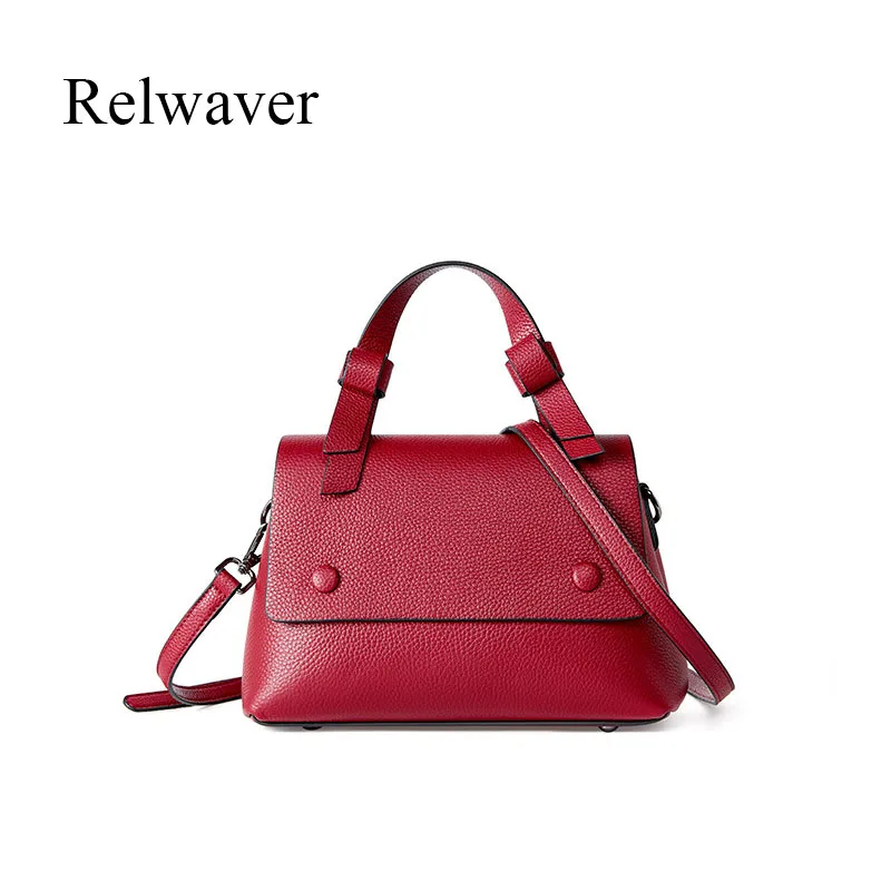 

Fashion cowhide shoulder bag wine red black small messenger bag versatile satchels