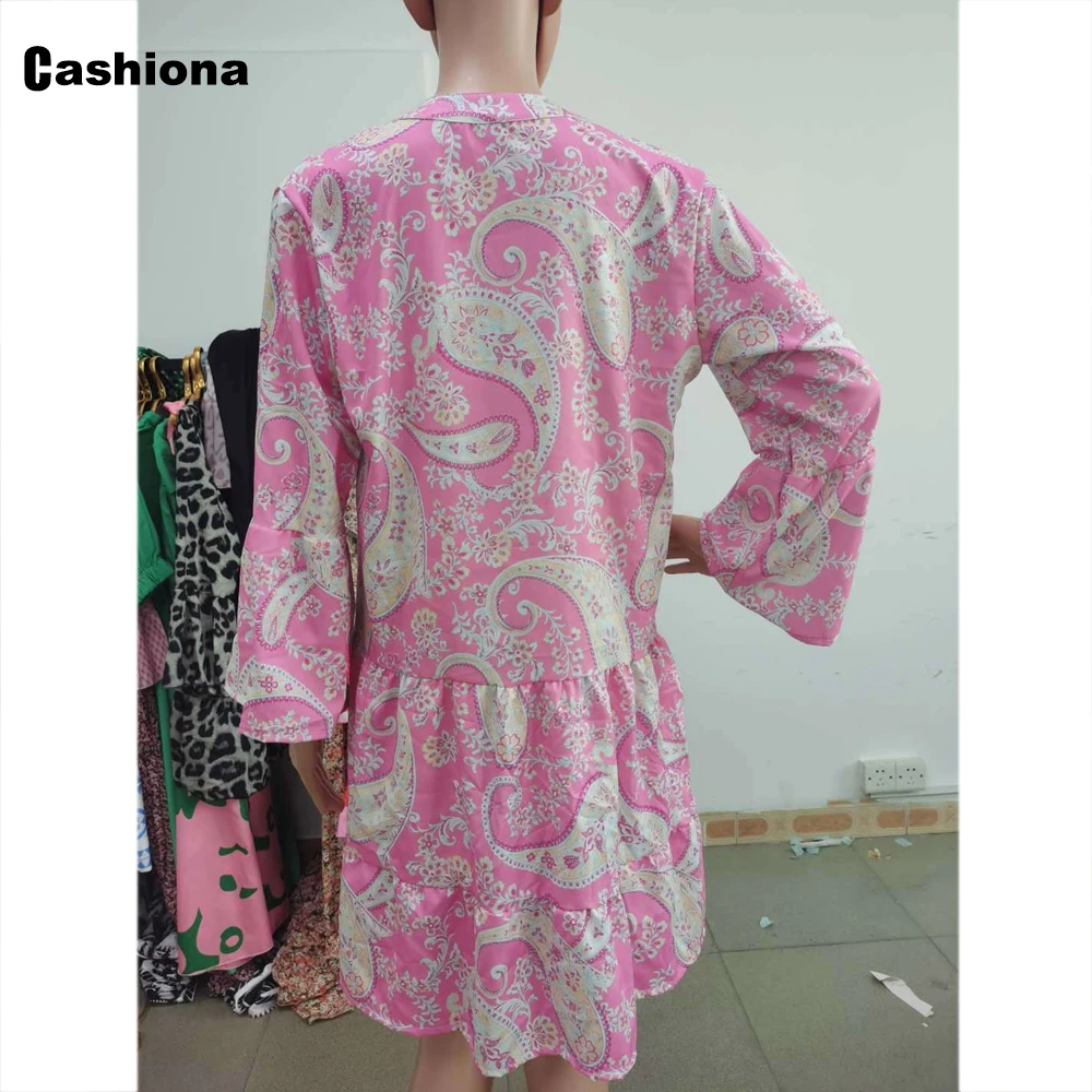 

Women Elegant Short Mini Dress 2021 Summer Beach Dress Flare Sleeve Bohemian Loose Dresses Vintage Print Robe Clothes Femme