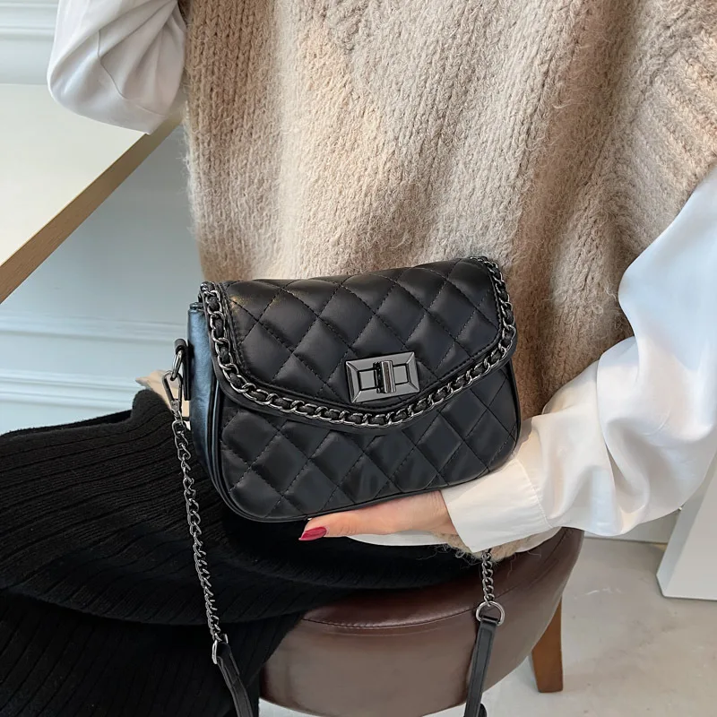 

Женская сумочка, осень 2021, новая маленькая модная квадратная сумочка с ромбовидным узором, диагональная женская сумка на одно плечо