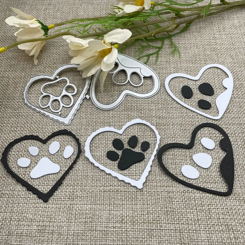 

Heart dog paw print Metal Cutting Dies Stencils For DIY Scrapbooking Decorative Embossing Handcraft Die Cutting Template Mold