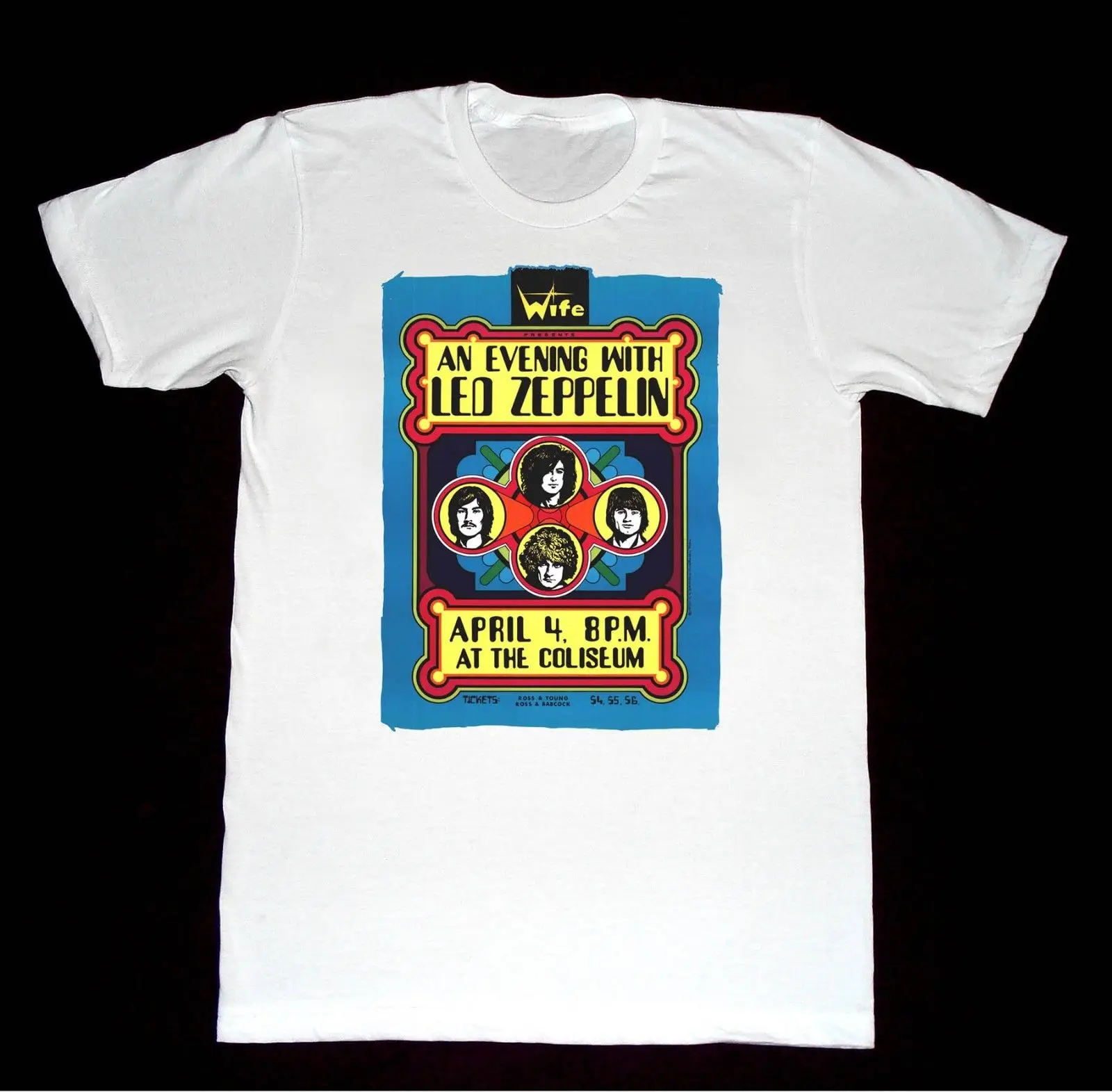 Led Zepplin винтажный концертный плакат футболка с коротким рукавом хлопковая