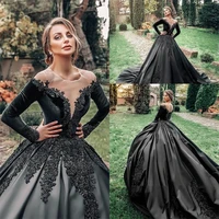 vintage gothic black velvet v neck wedding dress long sleeve beads appliqued a line boho beach bridal gowns vestidos de novia