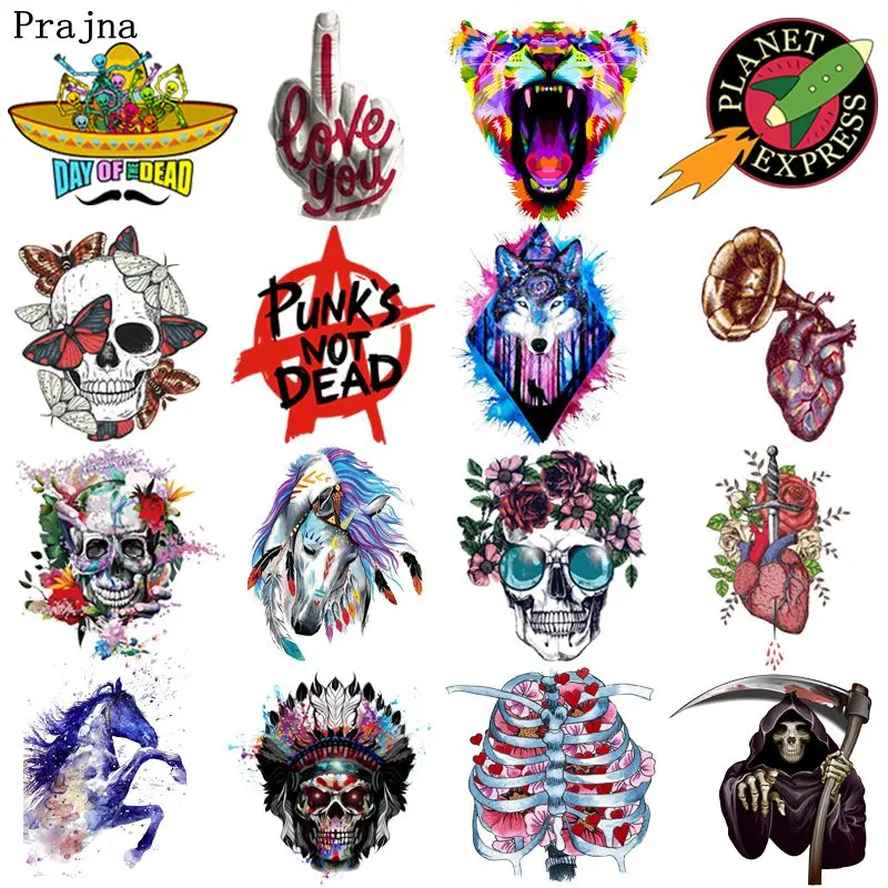 Праджня и черепами в стиле панк гладильная машина передачи тепла винил патчи для
