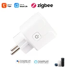 Беспроводной Smart Plug ЕС адаптер приложение голосовой Управление 15A Home Tuya ZigBee 110-250 работать с Alexa Google в режиме реального времени монитор разъем