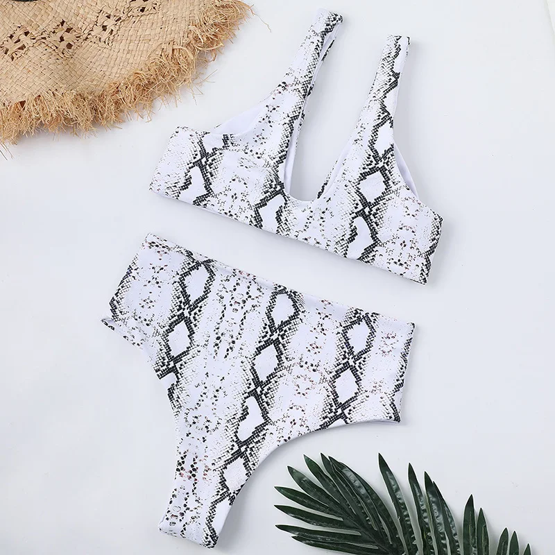 

Sexy Snake Print Bikini 2021 Bow Swimwear Women Swimsuit Thong High Waist Bikini Set Beach Wear Swimming Suits for Bathing Suit