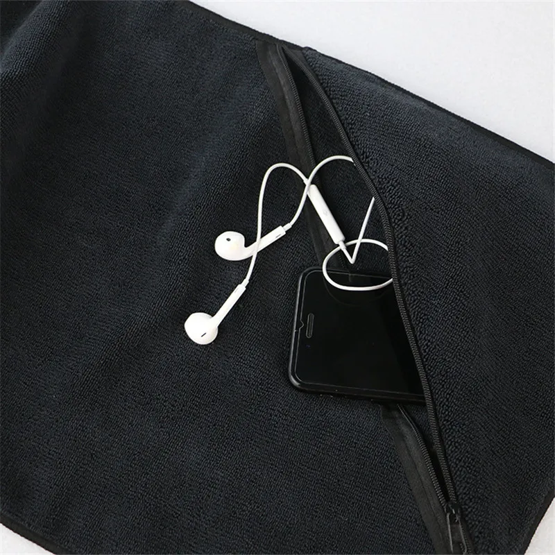 30*110 см спортивное полотенце из микрофибры с карманом на молнии для ключей