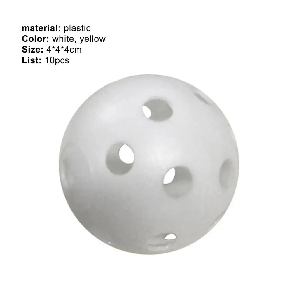 

10Pcs Golf Practice Balls Eye-catching Wear-resistant Plastic Multifunctional Hollow Training Balls for yard