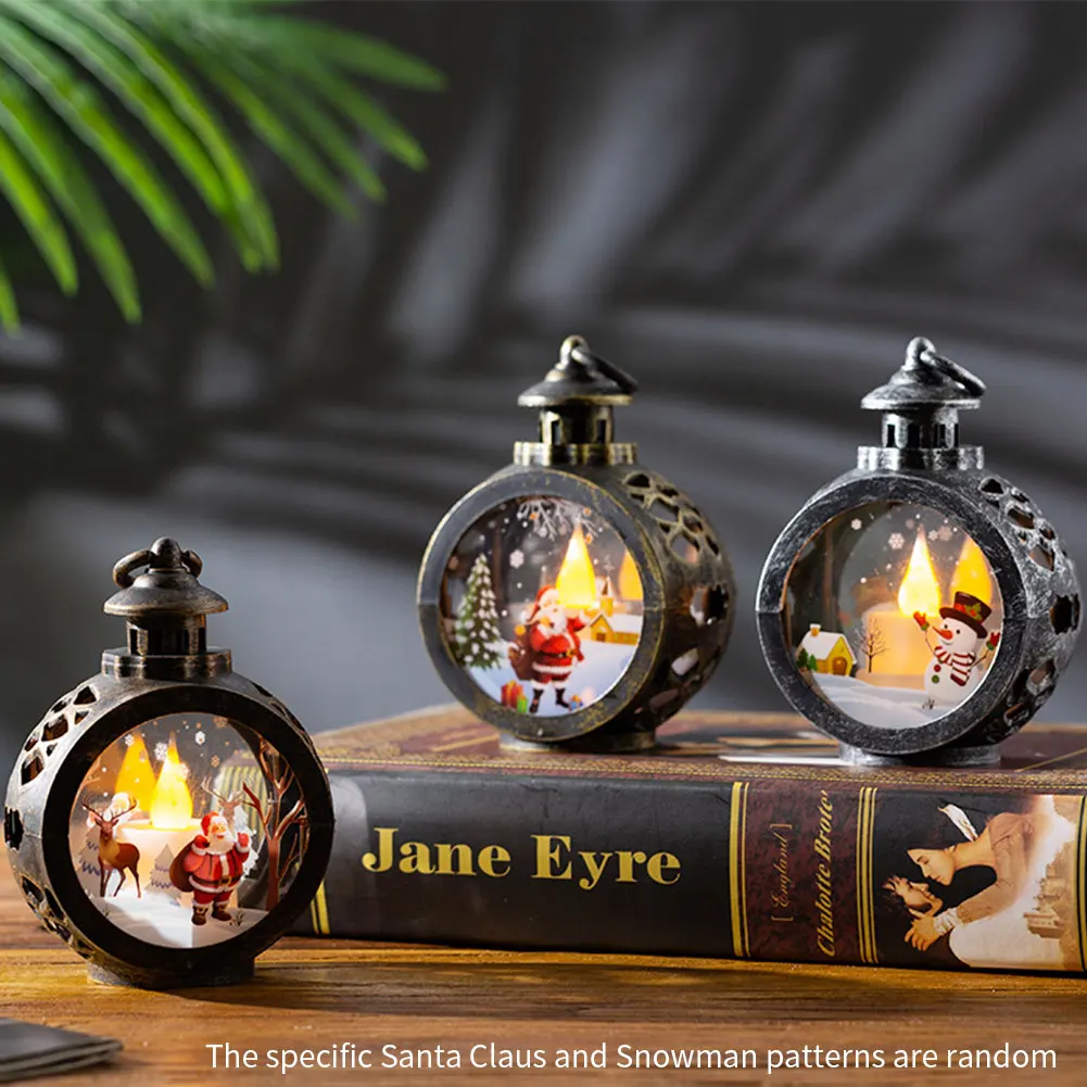 Christmas Lantern Warm White LED Candle Hanging Night Light Ornament Tabletop Gift Party Home Decor Santa Claus Vintage Holiday | Лампы и