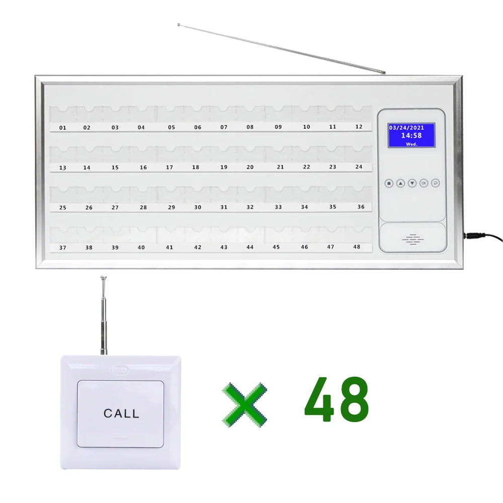 Wireless Hospital Emergency Ward Calling System 433.92mhz 1 Host + 48 Buttons for Clinics, Nursing Home