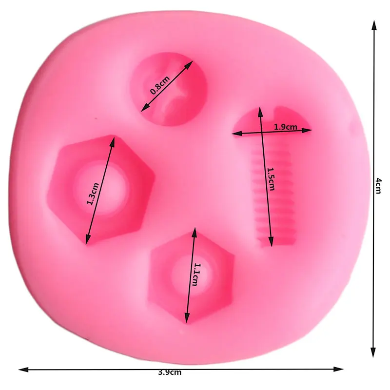 3D Screw Nut Silicone Mold Industrial Steampunk Hardware Fondant Molds DIY Cake Decorating Tools Clay Candy Chocolate Moulds