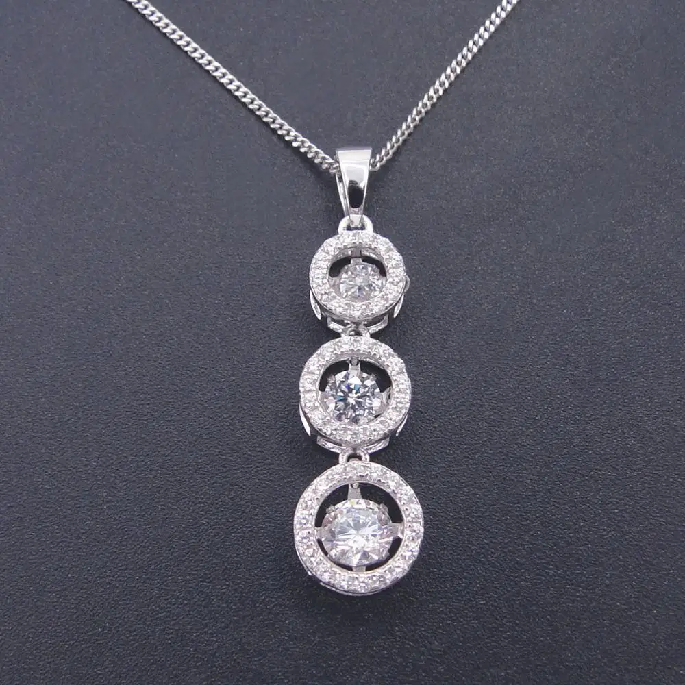Hot Selling 925 Sterling Silver Moving Jewelry Dancing Diamond Drop Pendant Necklace For Gift | Украшения и аксессуары