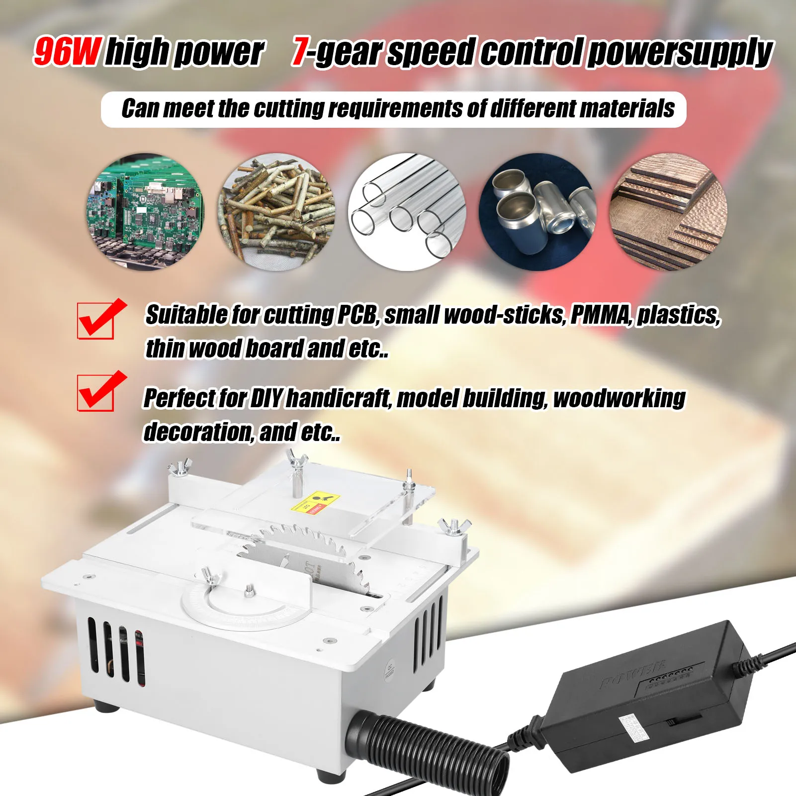 

T1 Desktop Saw Multifunctional Table-Saw Electric Desktop Saws DIY Cutting Tool Woodworking Lathe Machine with 1.5-10mm Collet