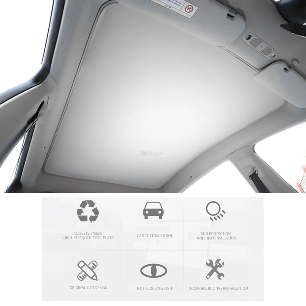 

For Tesla Model Y Car Sunroof Sunshade Net Auto Accessories Blind Shading Skylight Protective Cover UV Heat Insulation