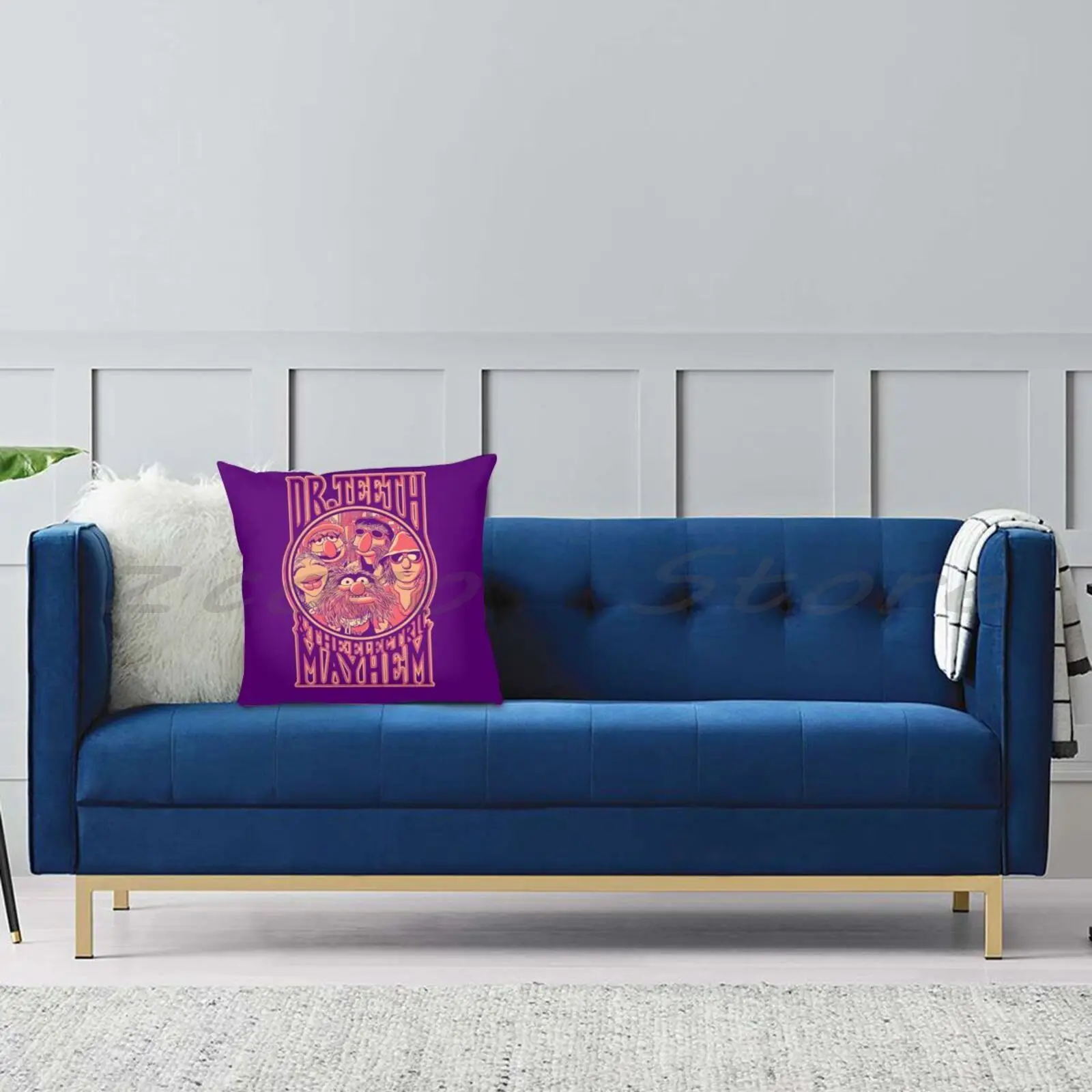 Наволочка с надписью Dr. Teeth наволочка из хлопка и льна плюшевыми помпонами для